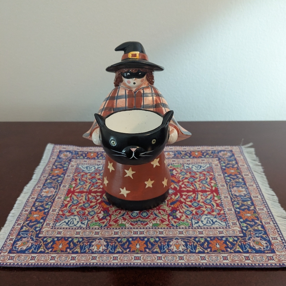 Yankee Candle Halloween Tea Lite Holder Witch Black Cat